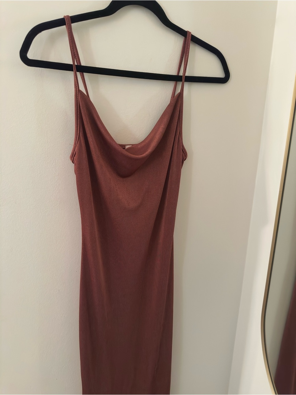 Olivia Rae Satin Cowl Neck Dress - Rosewood